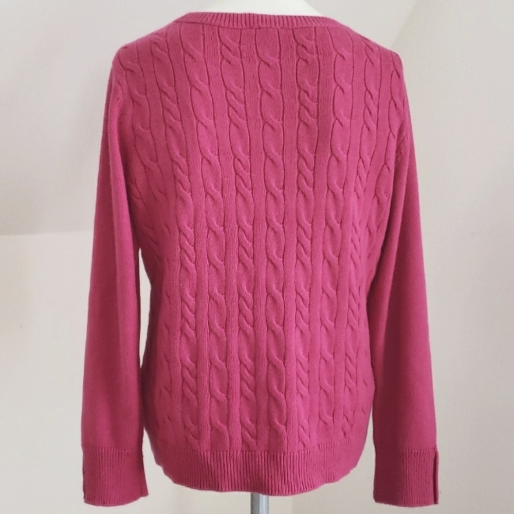 Talbots Petite Button Cuff Cable Knit Lambswool B… - image 7